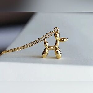 18k Gold plated Stainless steel balloon dog pendant chain gold tone